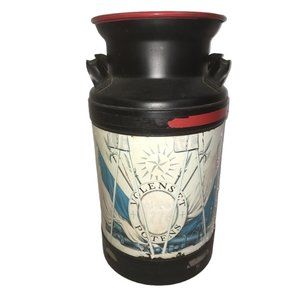 Vintage Milk Jug "Volenset Potens" Black metal milk jug with red rim - Home deco